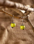 Single Blue Pottery Bead Earrings (Lime Green)